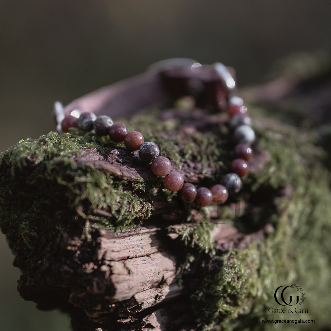 Lithotherapy-inspired semi precious stone pet accessory by Grace and Gaia, fostering well-being in dogs and cats through stylish pet gifts and unique pet malas.