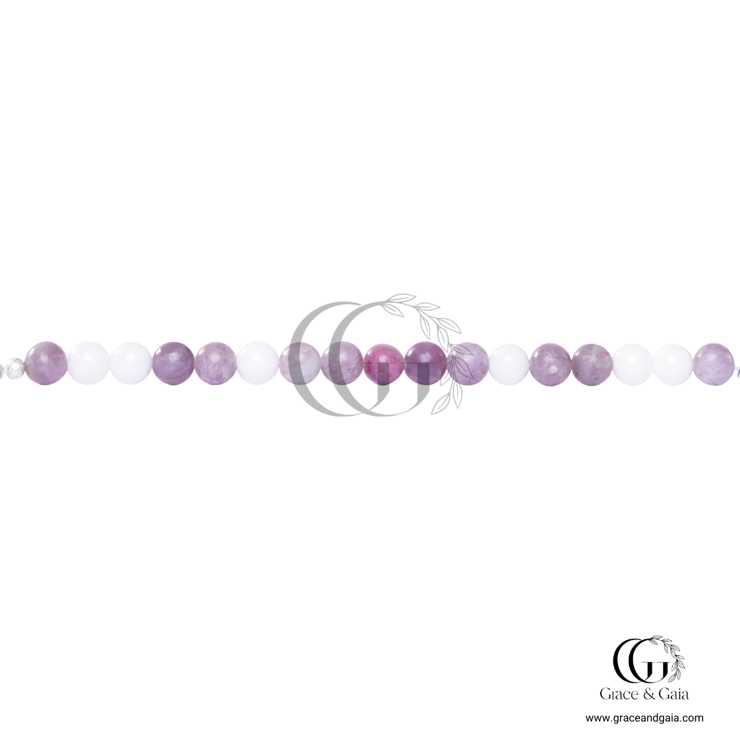 Lithotherapy-inspired semi precious stone pet accessory by Grace and Gaia, fostering well-being in dogs and cats through stylish pet gifts and unique pet malas.