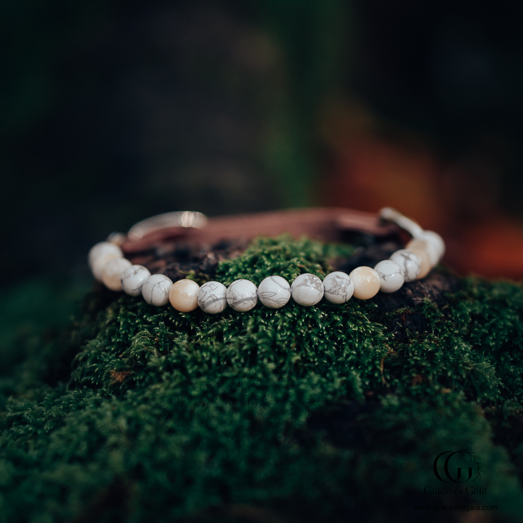 Lithotherapy-inspired semi precious stone pet accessory by Grace and Gaia, fostering well-being in dogs and cats through stylish pet gifts and unique pet malas.