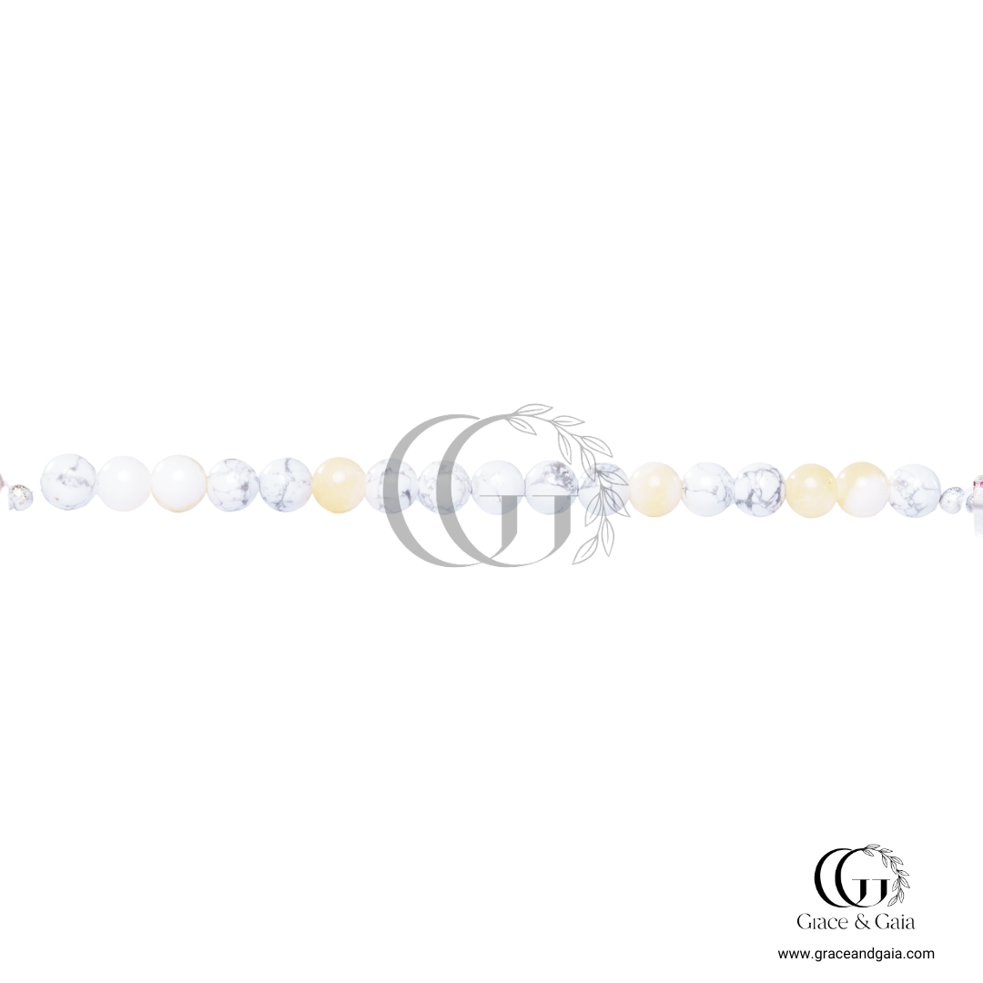 Lithotherapy-inspired semi precious stone pet accessory by Grace and Gaia, fostering well-being in dogs and cats through stylish pet gifts and unique pet malas.