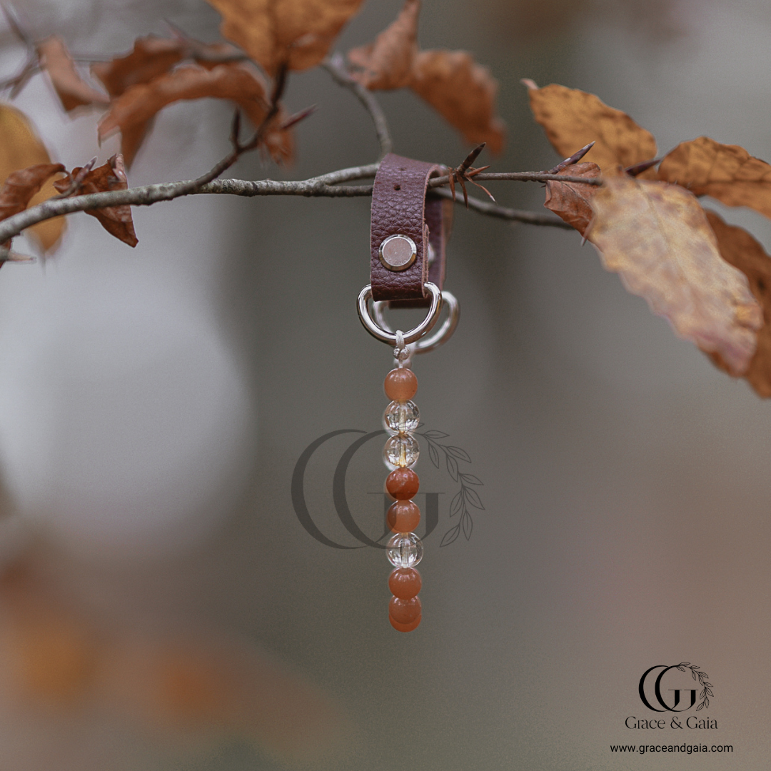Lithotherapy-inspired semi precious stone pet accessory by Grace and Gaia, fostering well-being in dogs and cats through stylish pet gifts and unique pet malas.